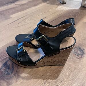 Black Wedge Sandals